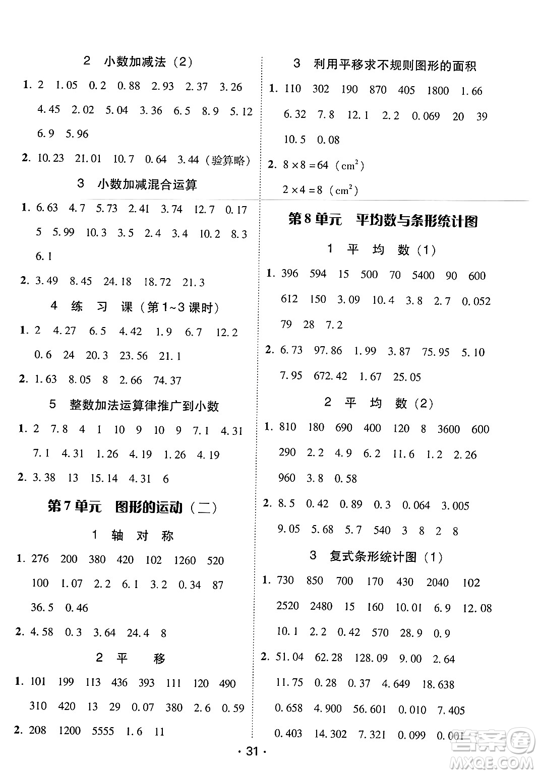 安徽人民出版社2024年春教與學(xué)課時(shí)學(xué)練測(cè)四年級(jí)數(shù)學(xué)下冊(cè)人教版答案