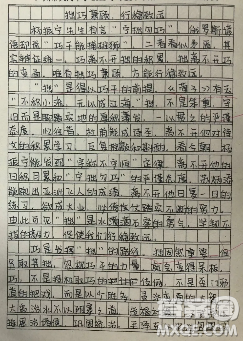 楊振寧寧拙勿巧材料作文800字 關(guān)于楊振寧寧拙勿巧的材料作文800字