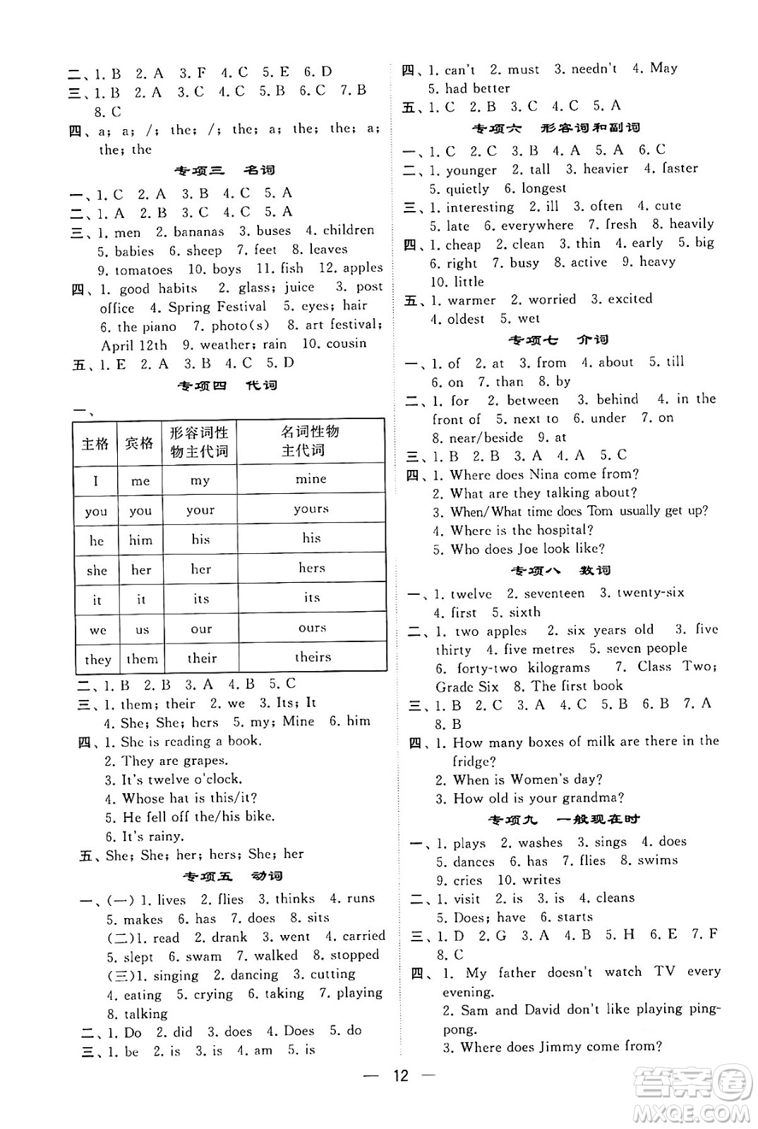 河海大學(xué)出版社2024年春經(jīng)綸學(xué)霸4星學(xué)霸提高班六年級(jí)英語(yǔ)下冊(cè)人教版答案