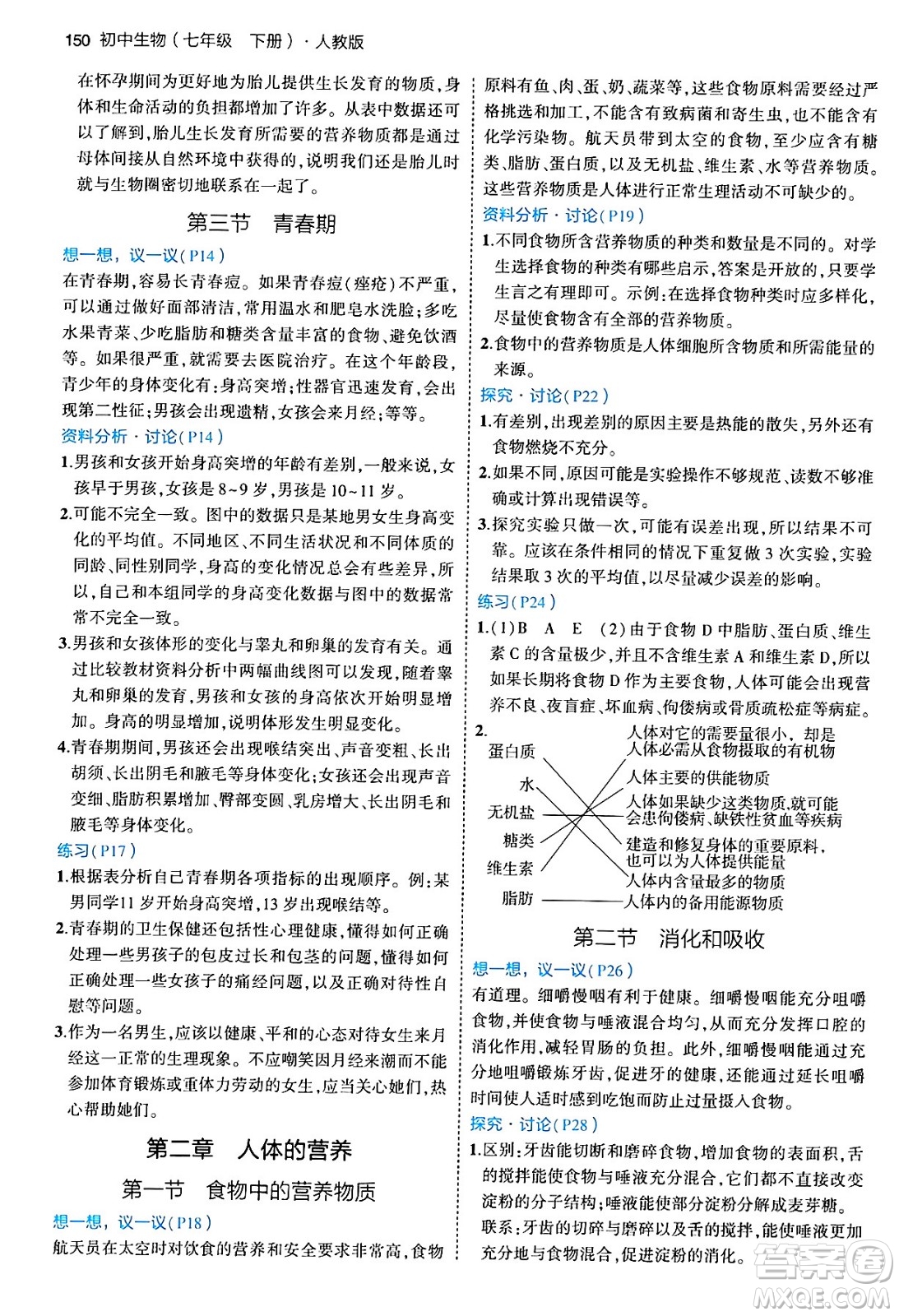 首都師范大學(xué)出版社2024年春初中同步5年中考3年模擬七年級(jí)生物下冊(cè)人教版答案