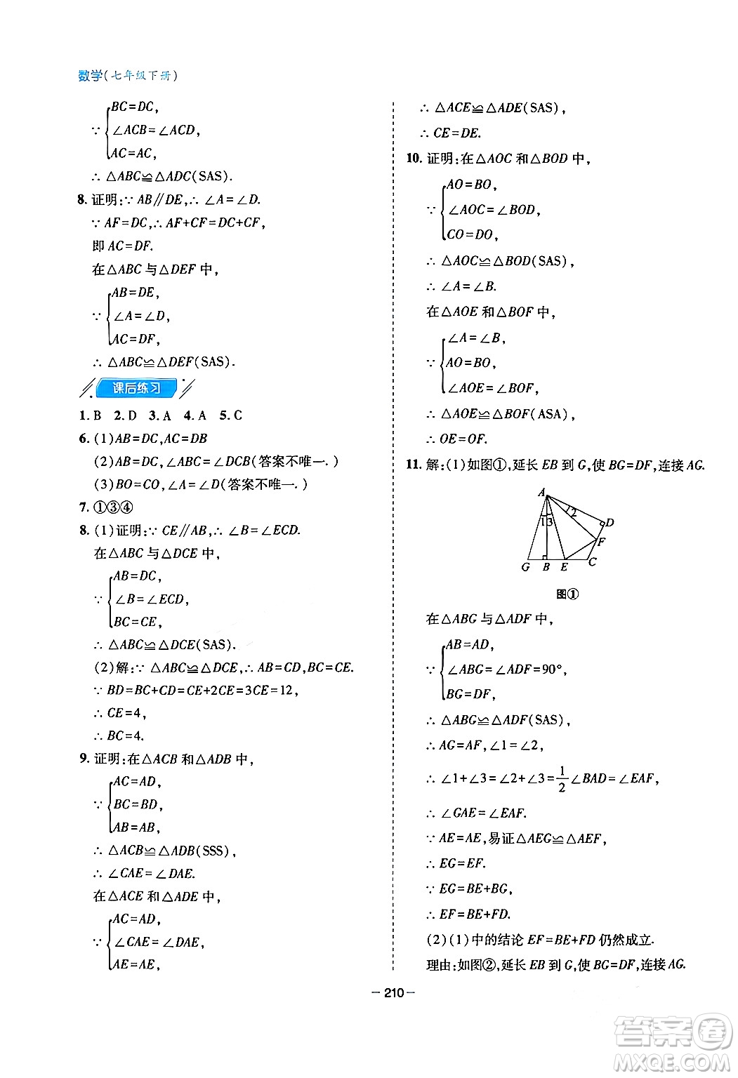 青島出版社2024年春新課堂學(xué)習(xí)與探究七年級(jí)數(shù)學(xué)下冊(cè)通用版答案