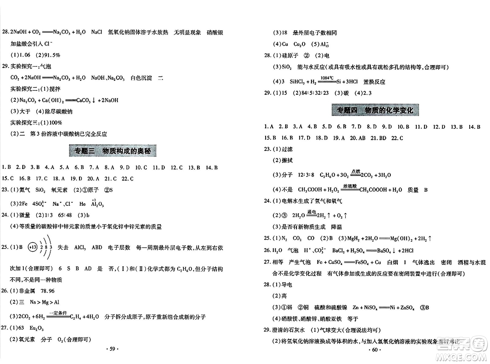 青島出版社2024年春新課堂學習與探究九年級化學下冊通用版答案