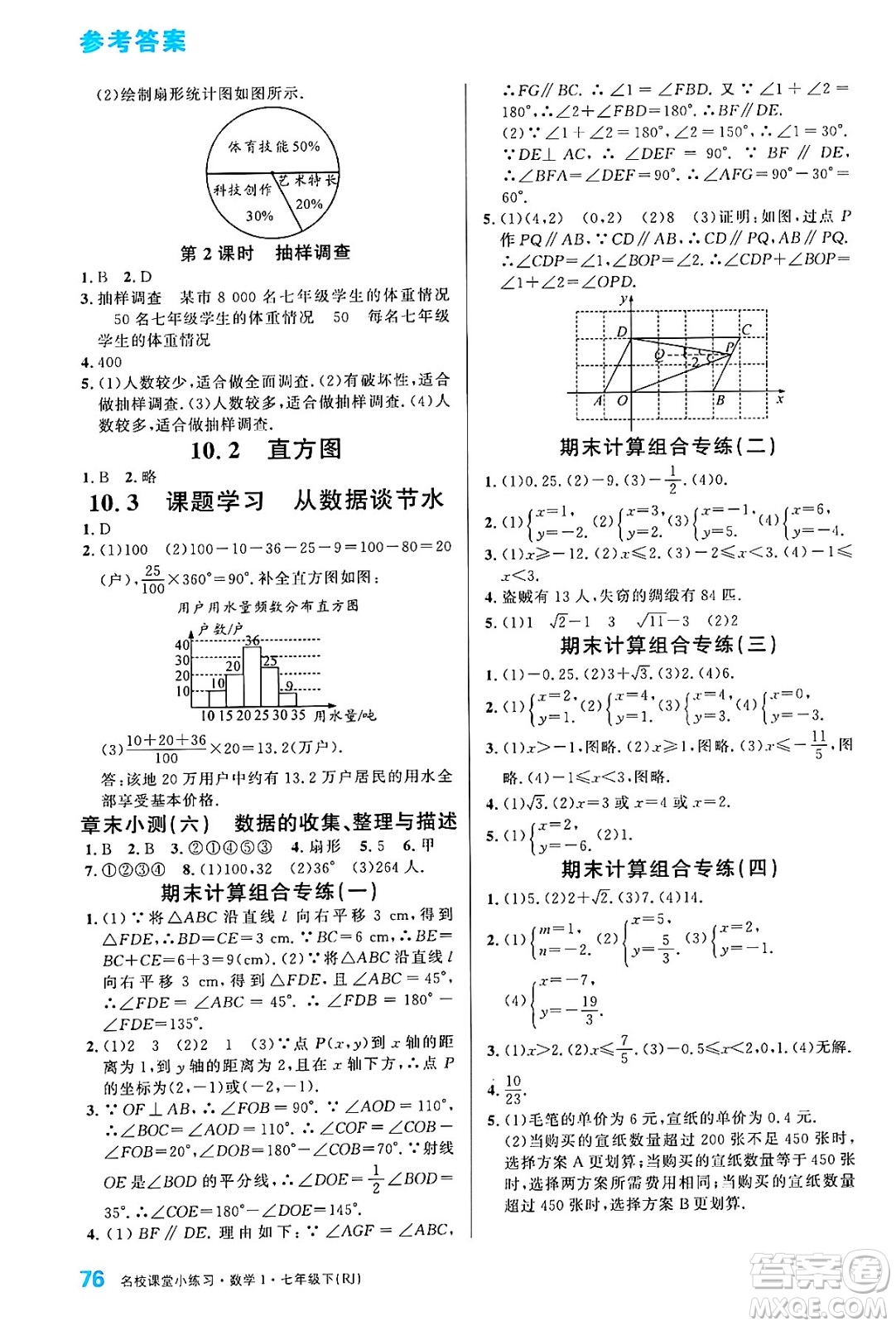 廣東經(jīng)濟(jì)出版社2024年春名校課堂小練習(xí)七年級數(shù)學(xué)下冊人教版答案