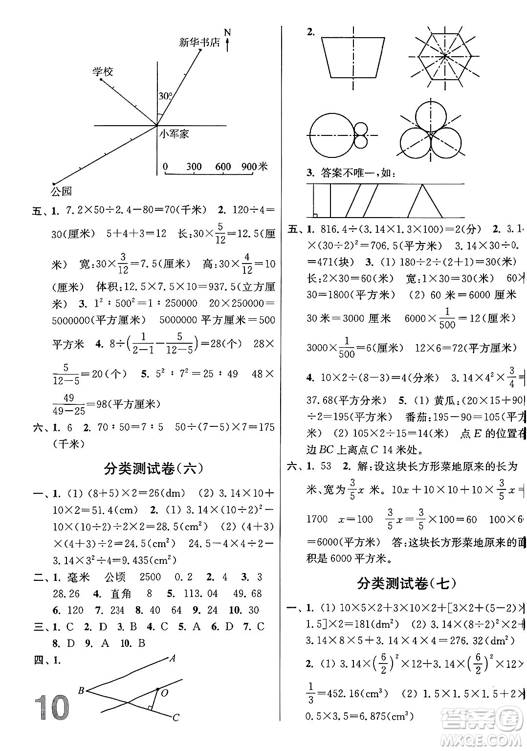 江蘇鳳凰美術(shù)出版社2024年春隨堂測試卷六年級數(shù)學(xué)下冊江蘇版答案