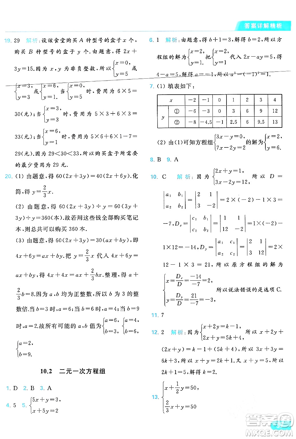 北京教育出版社2024年春亮點(diǎn)給力提優(yōu)課時(shí)作業(yè)本七年級(jí)數(shù)學(xué)下冊(cè)蘇科版答案