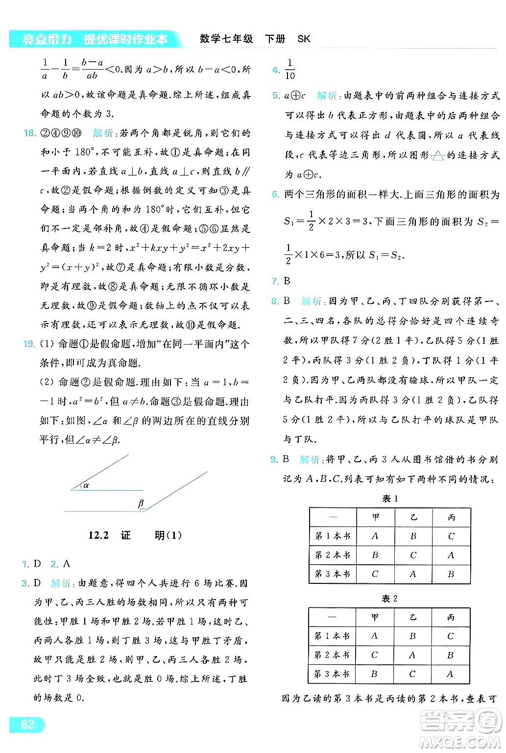 北京教育出版社2024年春亮點(diǎn)給力提優(yōu)課時(shí)作業(yè)本七年級(jí)數(shù)學(xué)下冊(cè)蘇科版答案