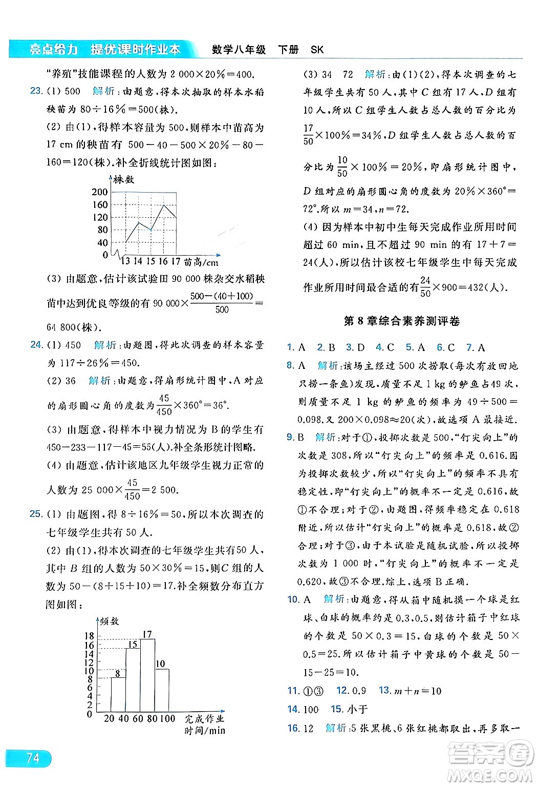 北京教育出版社2024年春亮點(diǎn)給力提優(yōu)課時(shí)作業(yè)本八年級(jí)數(shù)學(xué)下冊(cè)蘇科版答案