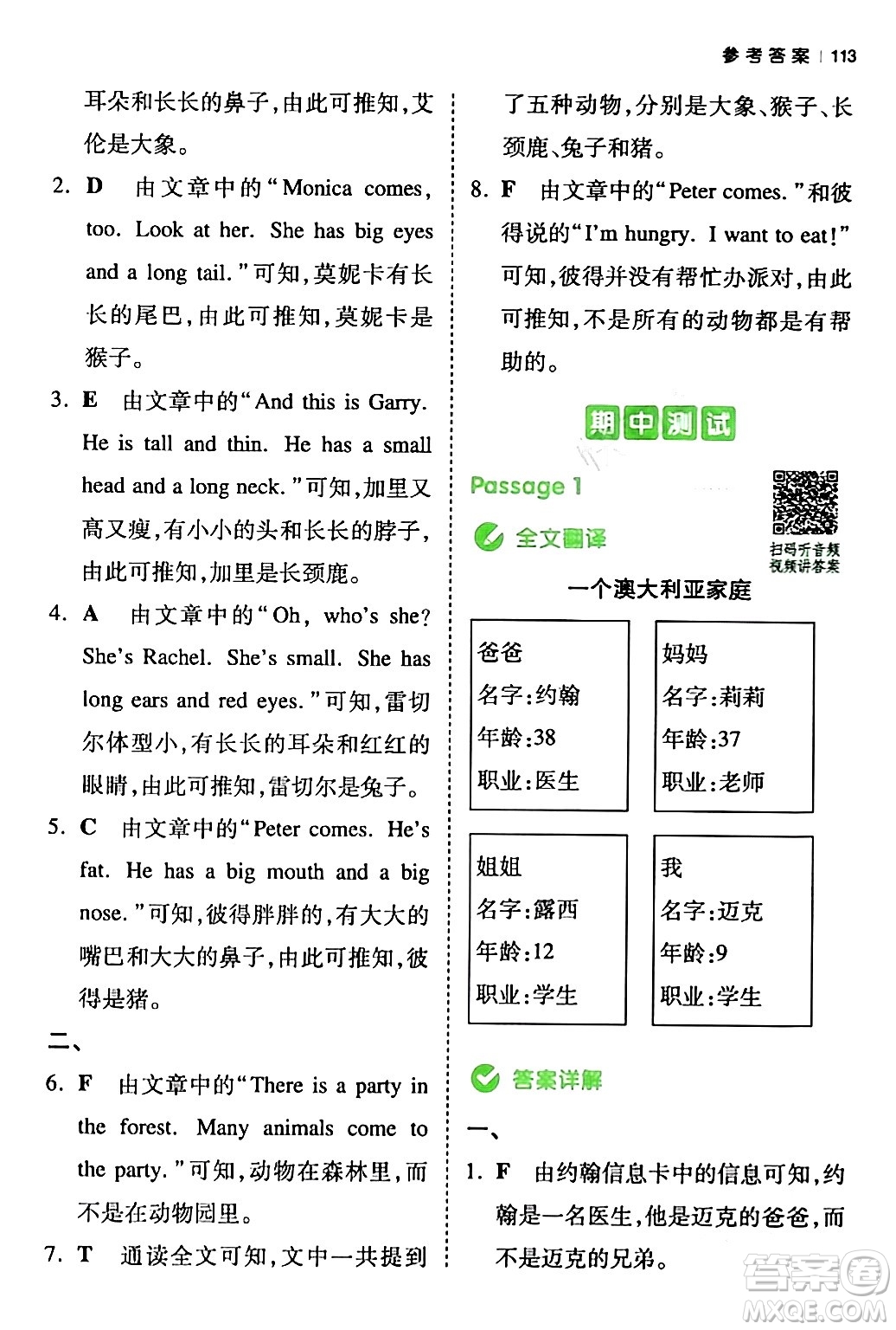 江西人民出版社2024年春一本閱讀題小學英語同步閱讀三年級英語下冊人教PEP版浙江專版答案