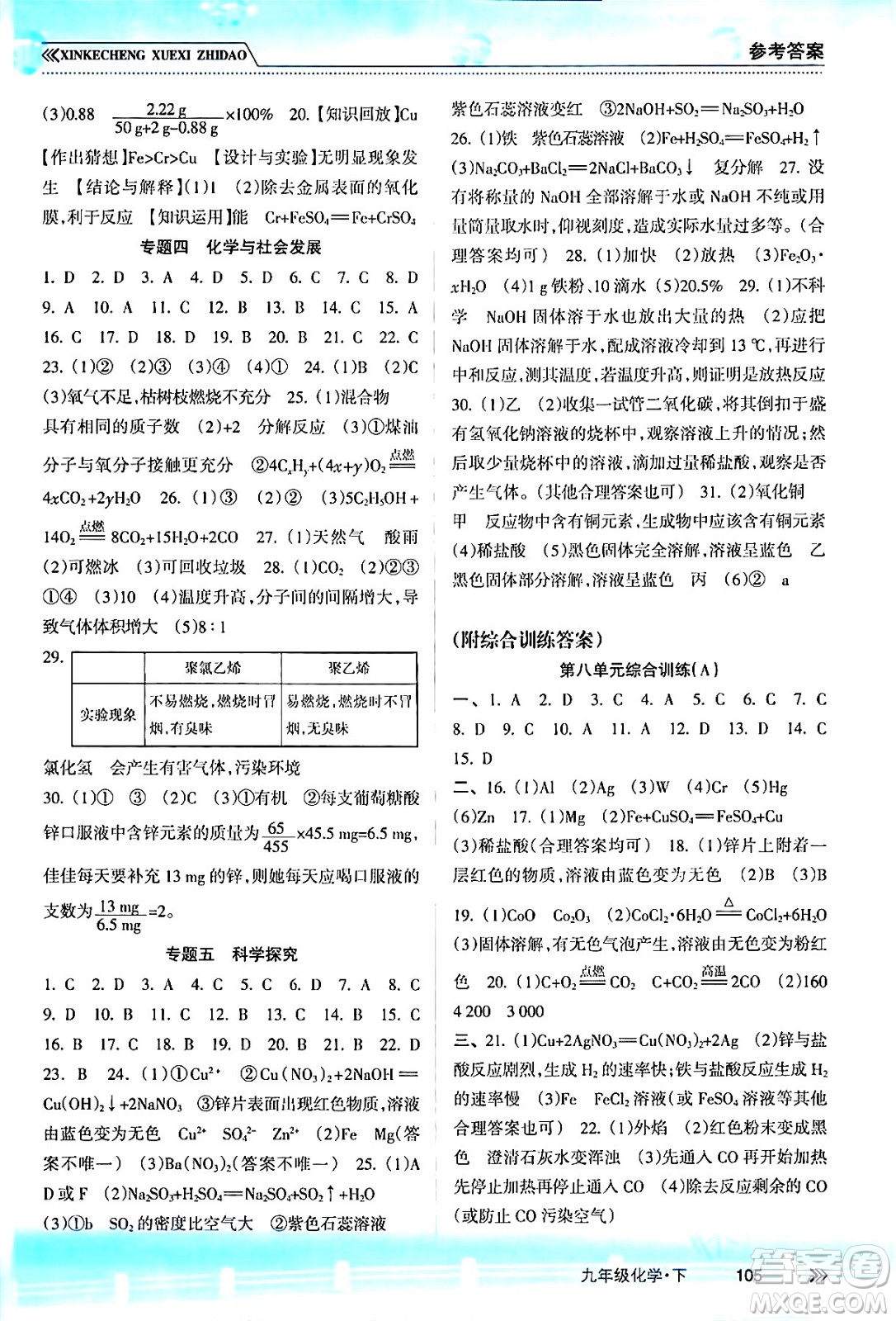 南方出版社2024年春新課程學(xué)習(xí)指導(dǎo)九年級化學(xué)下冊人教版答案