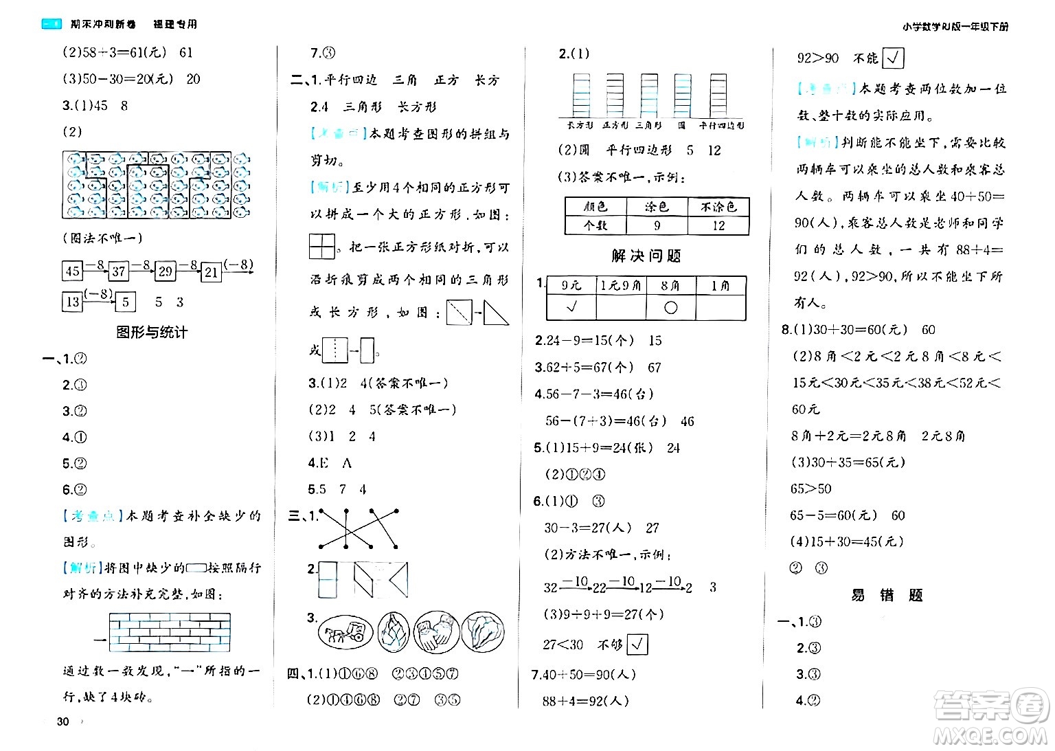 湖南教育出版社2024年春一本期末沖刺新卷一年級數(shù)學下冊人教版福建專版答案