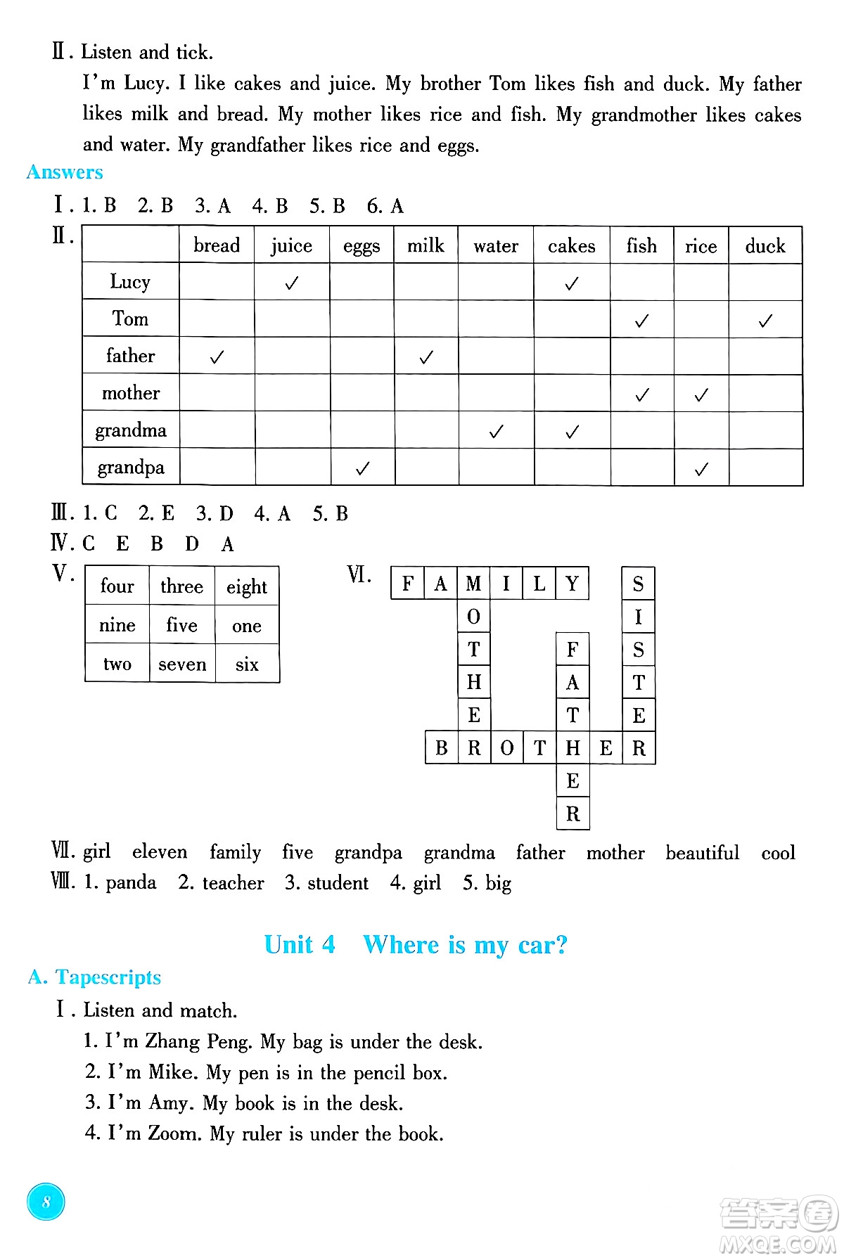 浙江教育出版社2024年春學(xué)能評價(jià)三年級英語下冊通用版答案