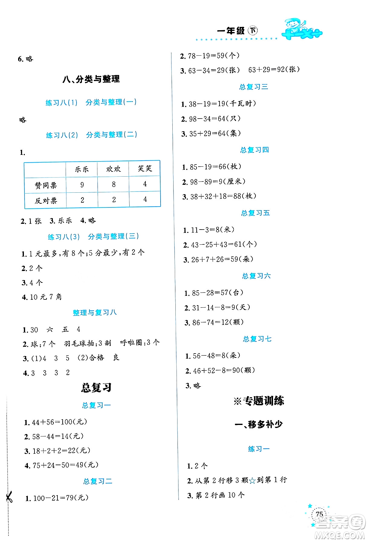 云南科技出版社2024年春小學(xué)數(shù)學(xué)解決問(wèn)題專(zhuān)項(xiàng)訓(xùn)練一年級(jí)數(shù)學(xué)下冊(cè)西師大版答案