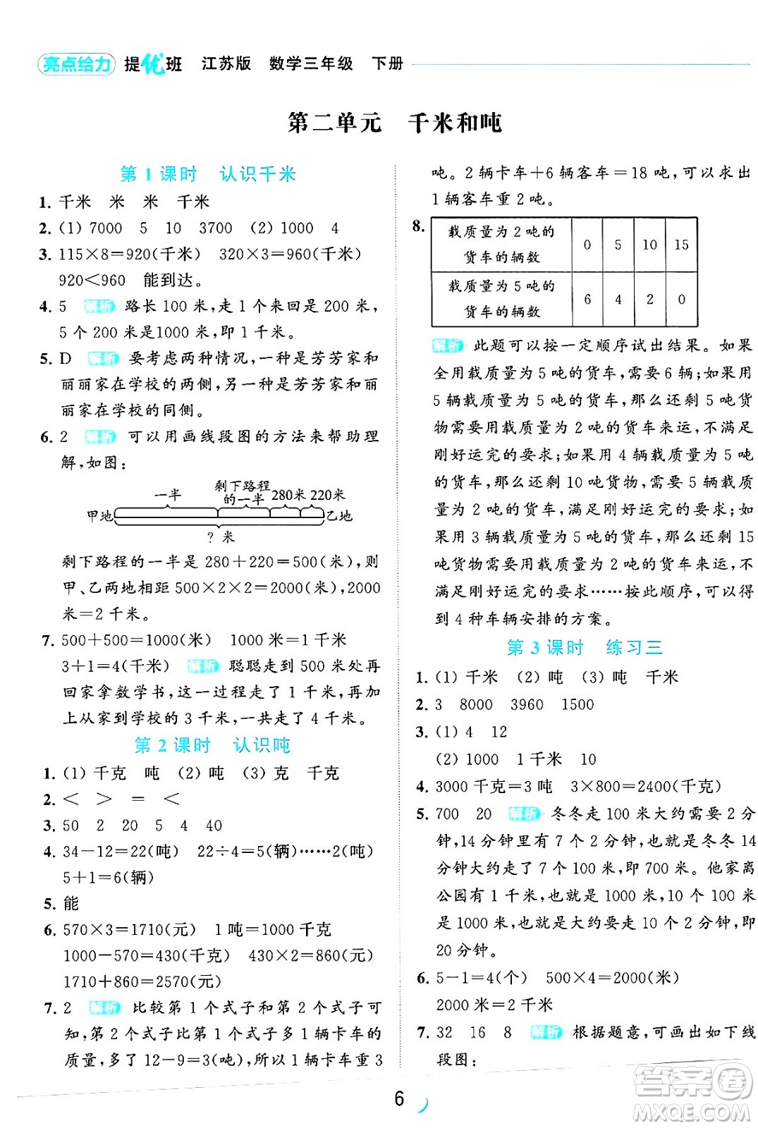 北京教育出版社2024年春亮點(diǎn)給力提優(yōu)班三年級(jí)數(shù)學(xué)下冊(cè)江蘇版答案