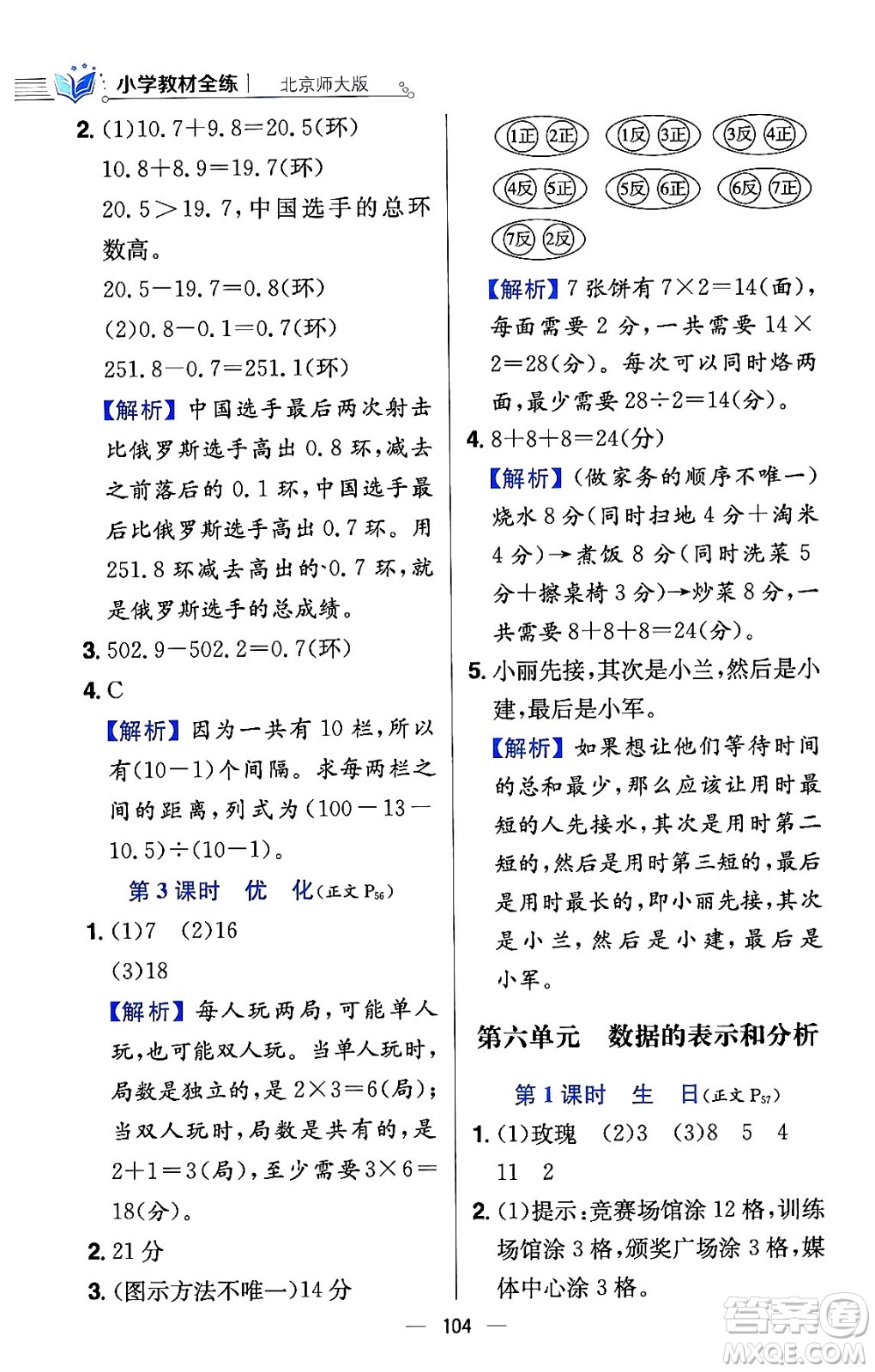 陜西人民教育出版社2024年春小學(xué)教材全練四年級數(shù)學(xué)下冊北師大版答案