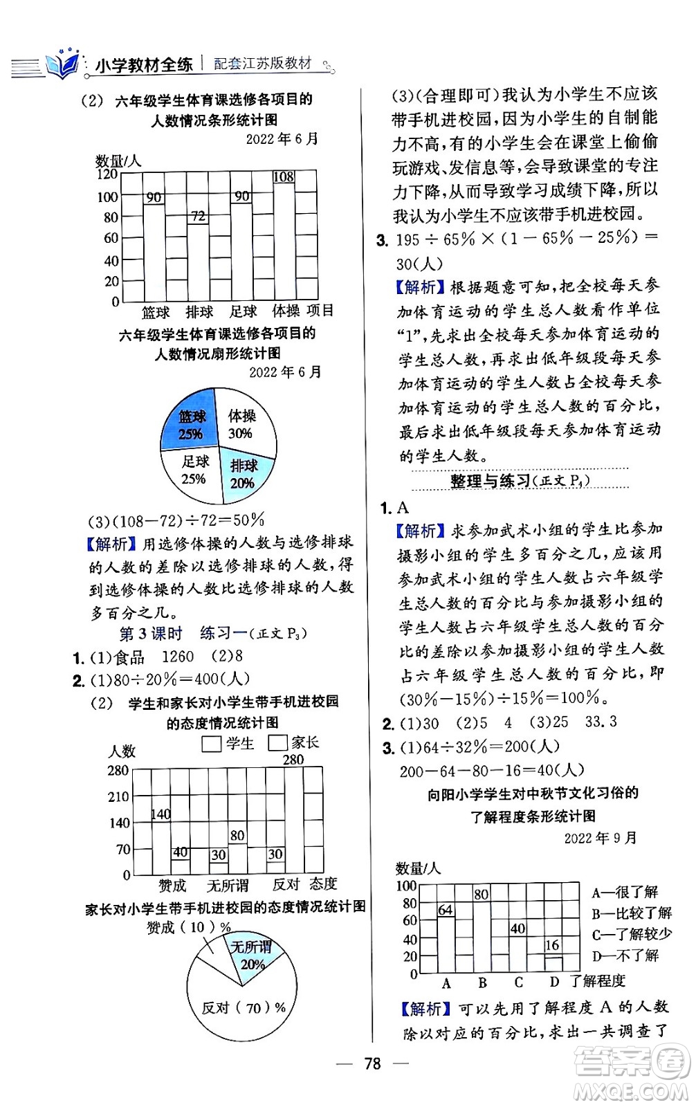 陜西人民教育出版社2024年春小學教材全練六年級數(shù)學下冊江蘇版答案