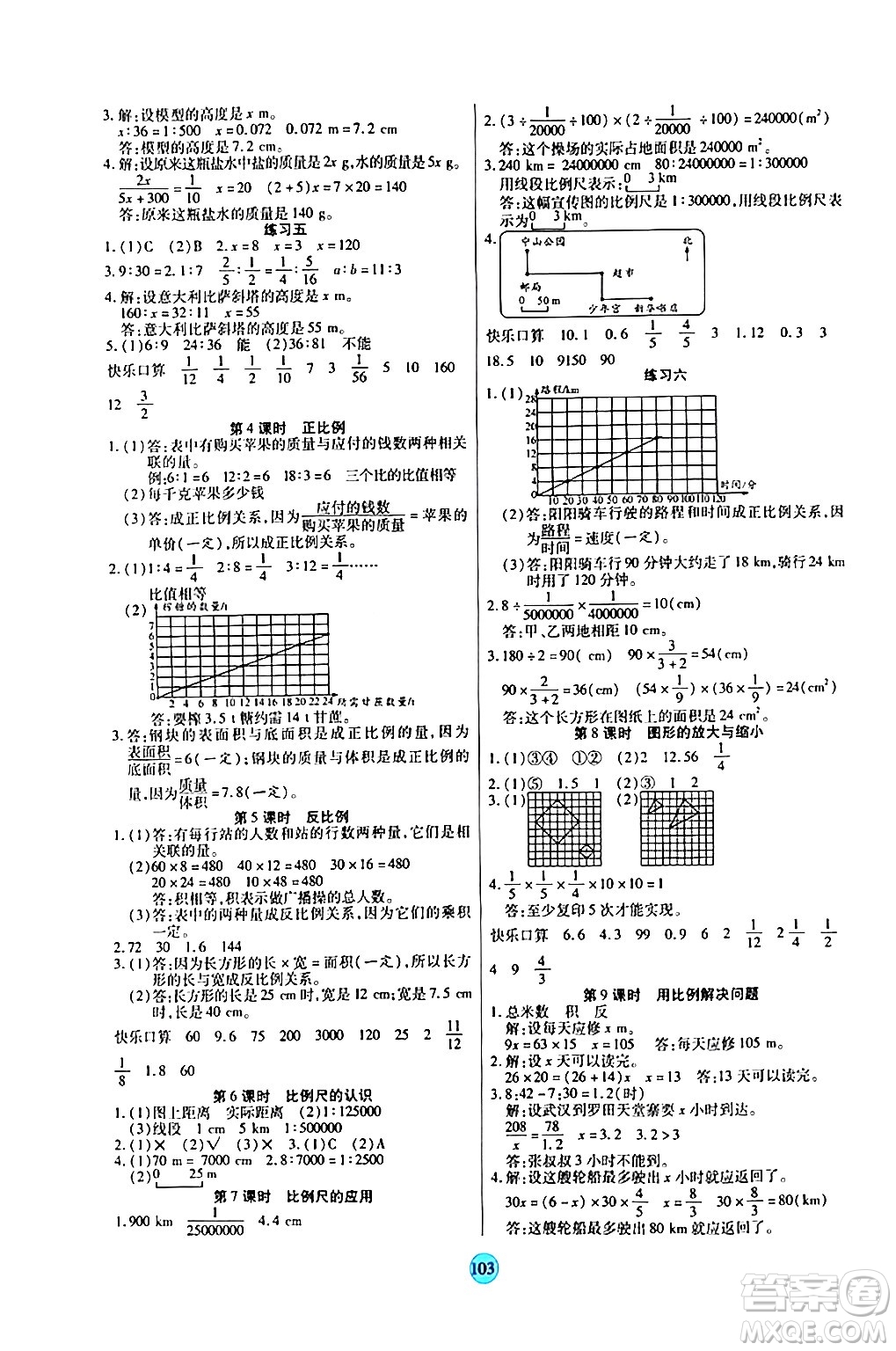 天津科學(xué)技術(shù)出版社2024年春云頂課堂六年級(jí)數(shù)學(xué)下冊(cè)人教版答案