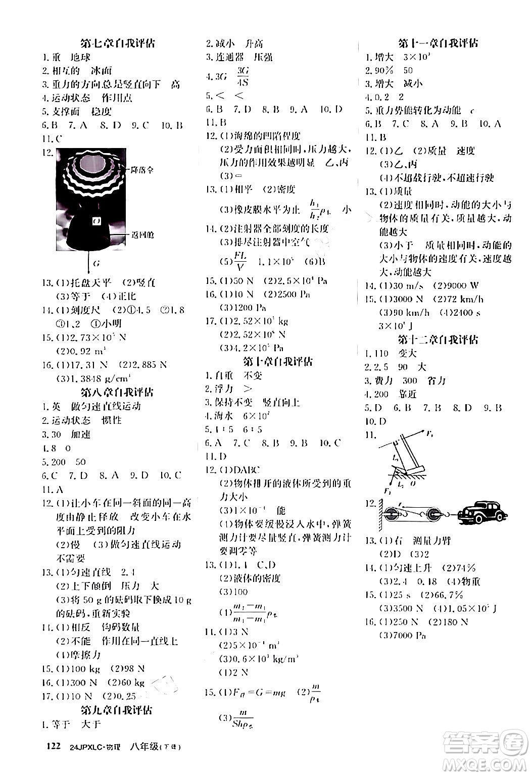 江西高校出版社2024年春金牌學(xué)練測(cè)創(chuàng)新作業(yè)設(shè)計(jì)八年級(jí)物理下冊(cè)課標(biāo)版答案