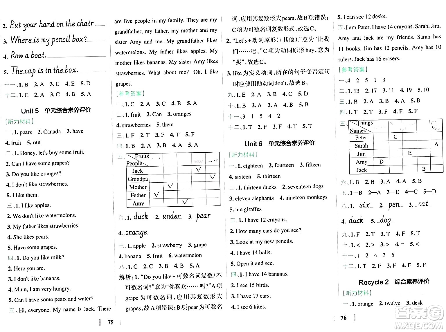 陜西師范大學出版總社有限公司2024年春小學學霸沖A卷三年級英語下冊人教版答案