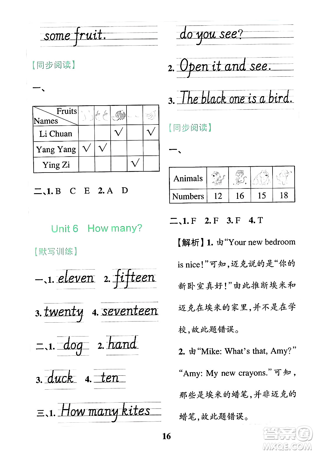 陜西師范大學出版總社有限公司2024年春小學學霸沖A卷三年級英語下冊人教版答案