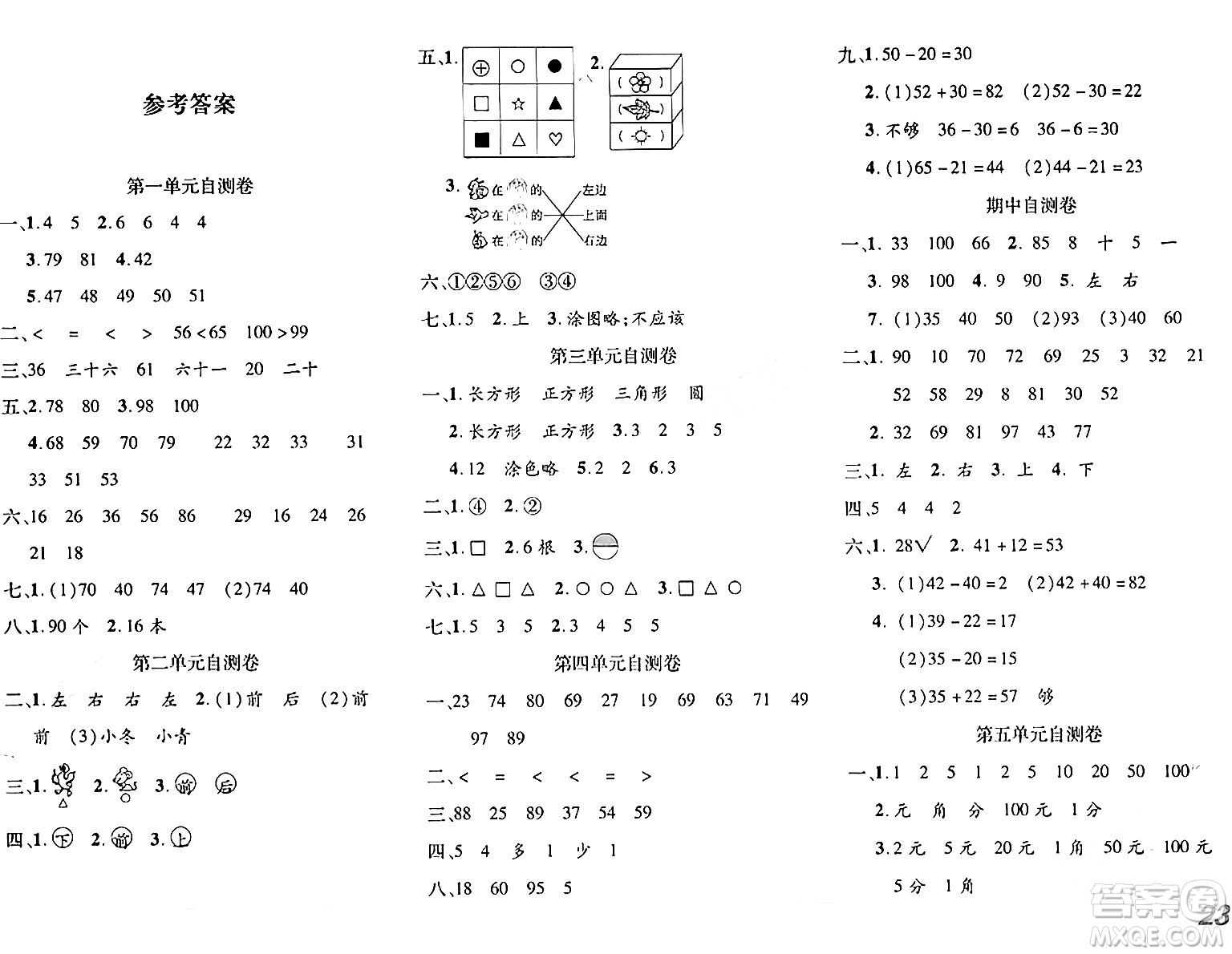 安徽師范大學(xué)出版社2024年春品優(yōu)課堂一年級數(shù)學(xué)下冊西師版答案