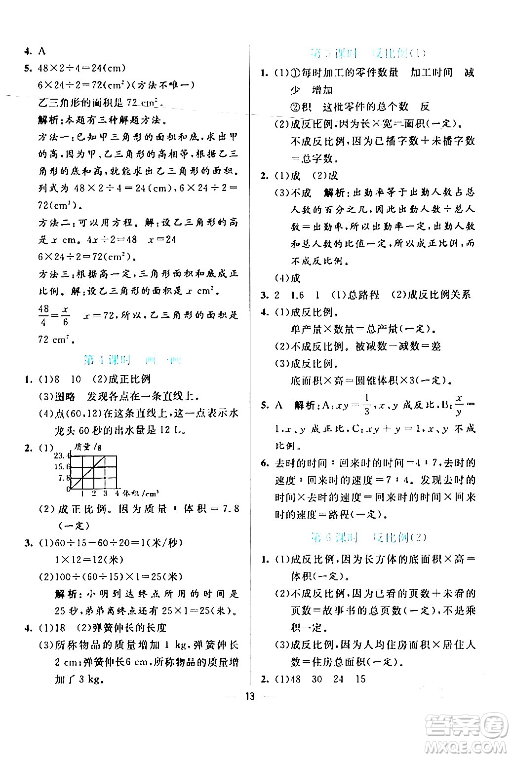 陽光出版社2024年春亮點激活提優(yōu)天天練六年級數(shù)學下冊北師大版答案