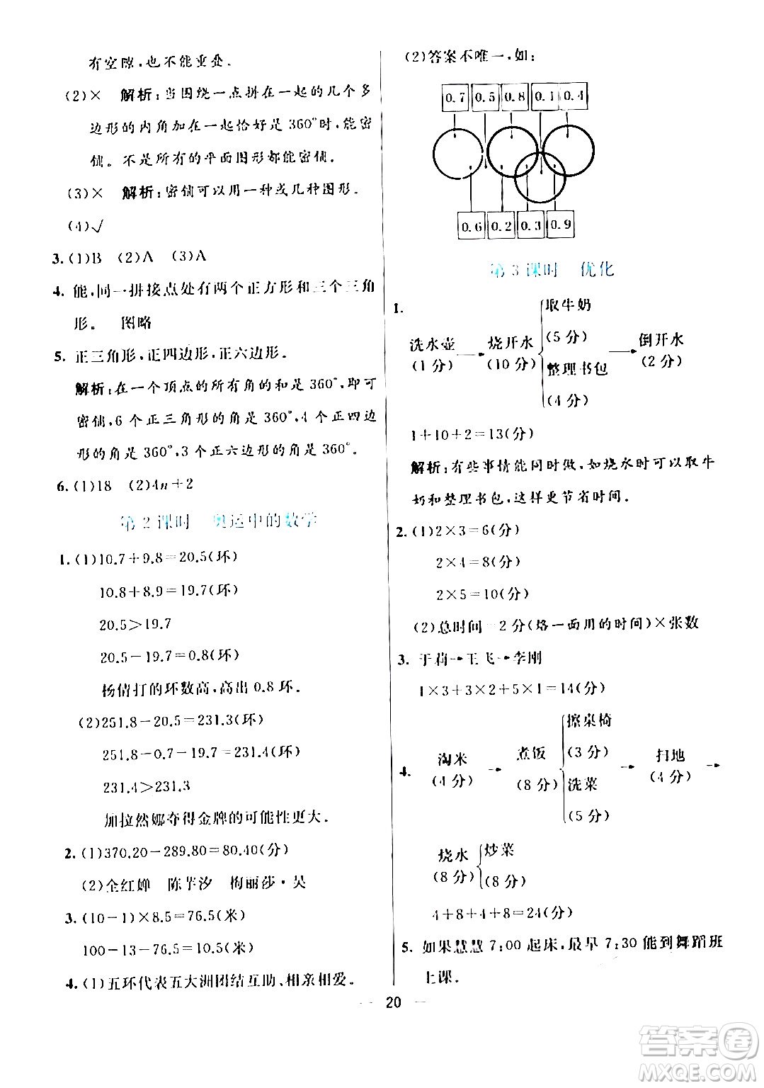 陽光出版社2024年春亮點激活提優(yōu)天天練四年級數(shù)學下冊北師大版答案