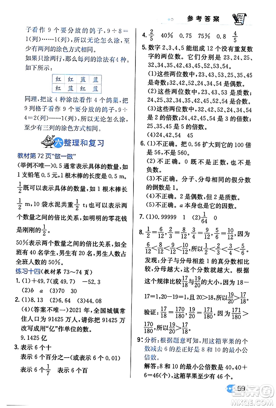 遼海出版社2024年春解透教材六年級(jí)數(shù)學(xué)下冊(cè)人教版答案