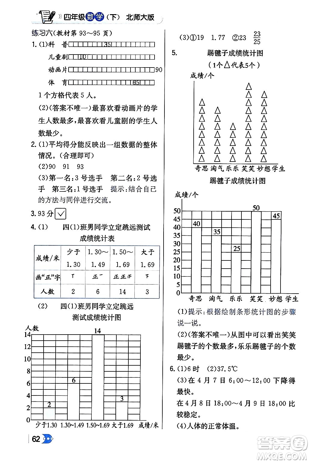 遼海出版社2024年春解透教材四年級(jí)數(shù)學(xué)下冊(cè)北師大版答案