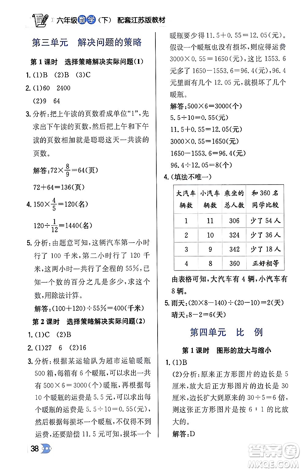 遼海出版社2024年春解透教材六年級(jí)數(shù)學(xué)下冊江蘇版答案