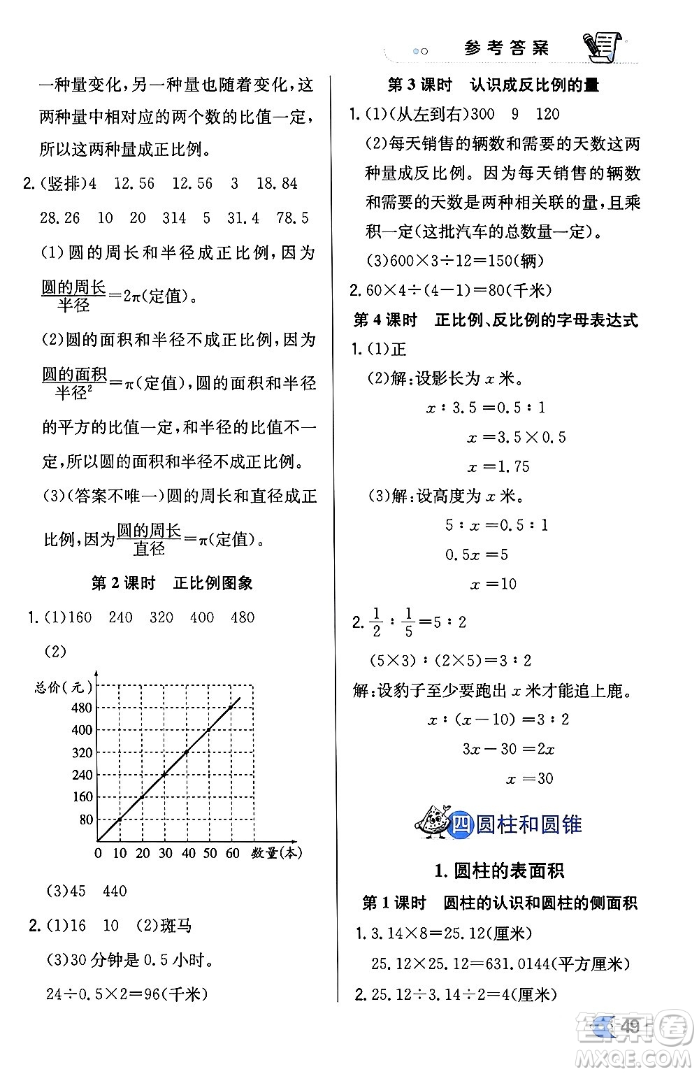 遼海出版社2024年春解透教材六年級(jí)數(shù)學(xué)下冊冀教版答案