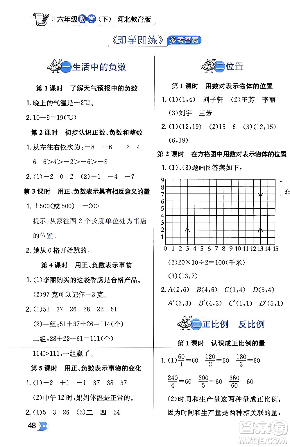 遼海出版社2024年春解透教材六年級(jí)數(shù)學(xué)下冊冀教版答案