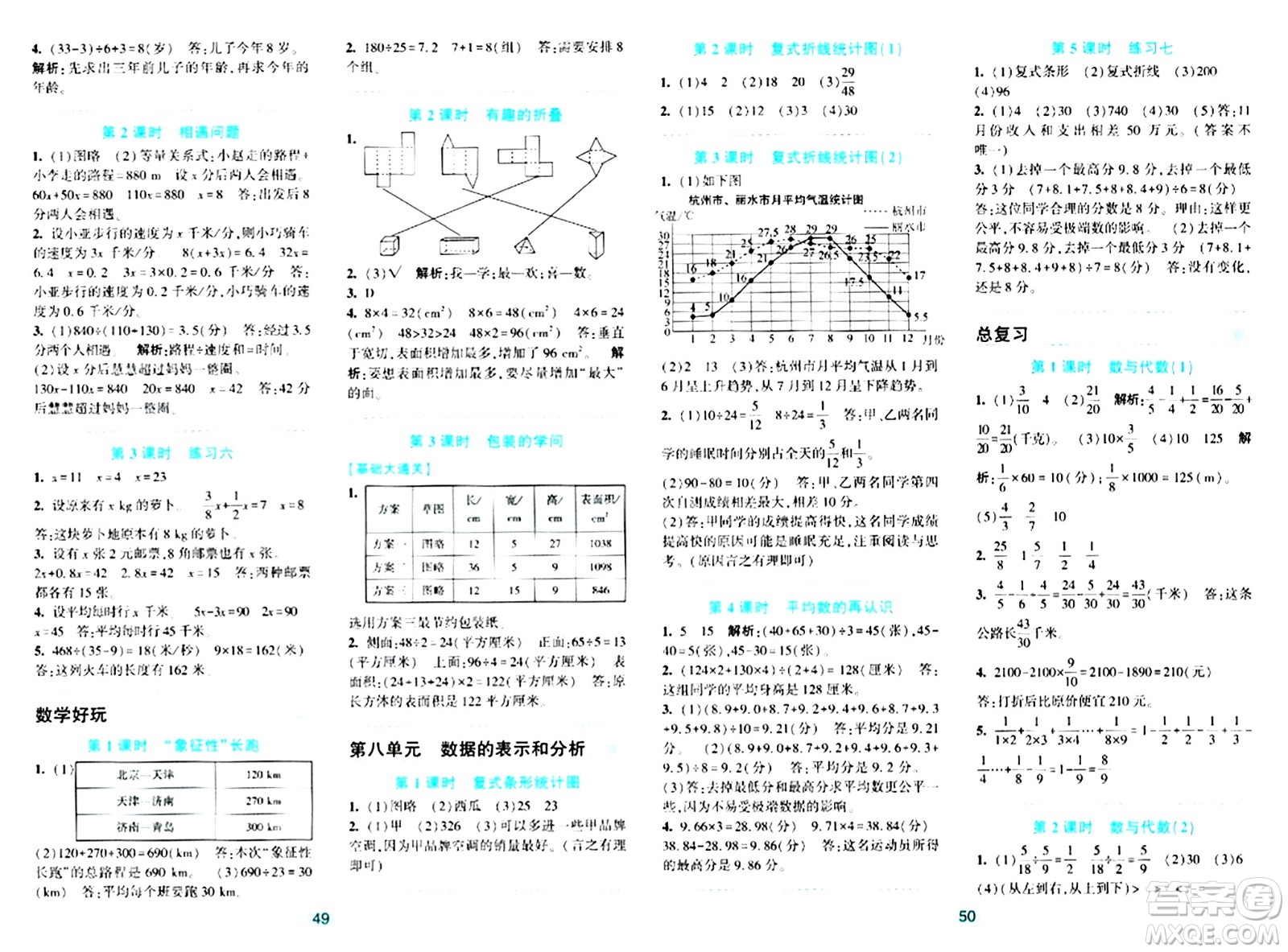 浙江教育出版社2024年春精準(zhǔn)學(xué)與練五年級(jí)數(shù)學(xué)下冊(cè)北師大版答案