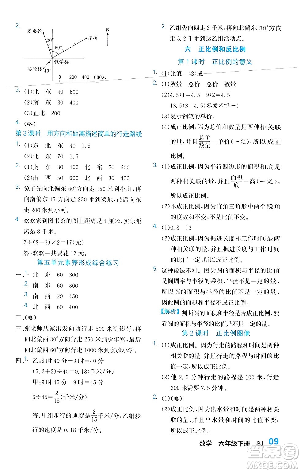 合肥工業(yè)大學(xué)出版社2024年春黃岡課課通同步隨堂檢測(cè)六年級(jí)數(shù)學(xué)下冊(cè)蘇教版答案