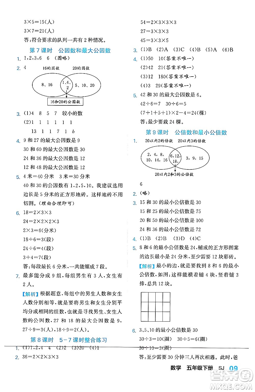 合肥工業(yè)大學出版社2024年春黃岡課課通同步隨堂檢測五年級數(shù)學下冊蘇教版答案