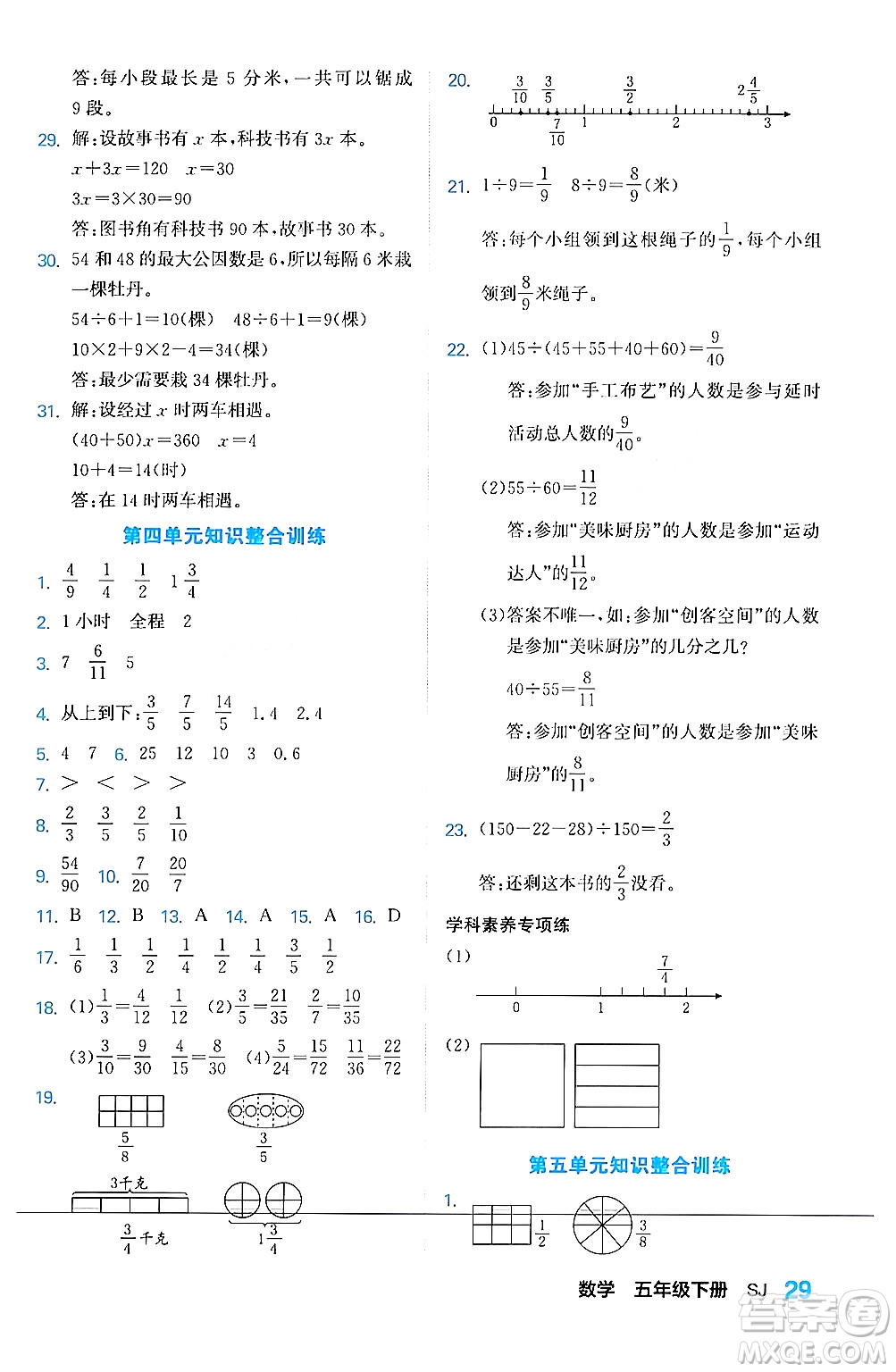 合肥工業(yè)大學出版社2024年春黃岡課課通同步隨堂檢測五年級數(shù)學下冊蘇教版答案