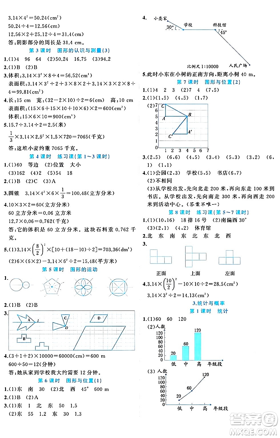 黑龍江教育出版社2024年春黃岡新課堂六年級數(shù)學(xué)下冊人教版答案