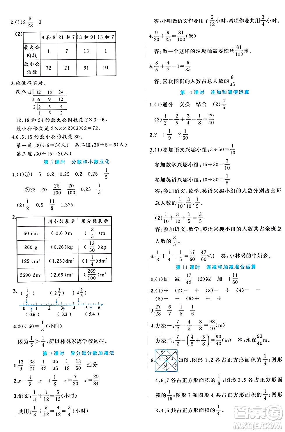 黑龍江教育出版社2024年春黃岡新課堂五年級數(shù)學下冊冀教版答案