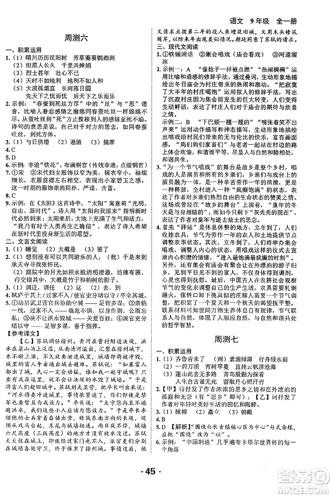 延邊大學(xué)出版社2024年春全程突破初中同步導(dǎo)學(xué)案九年級(jí)語文下冊北師大版答案