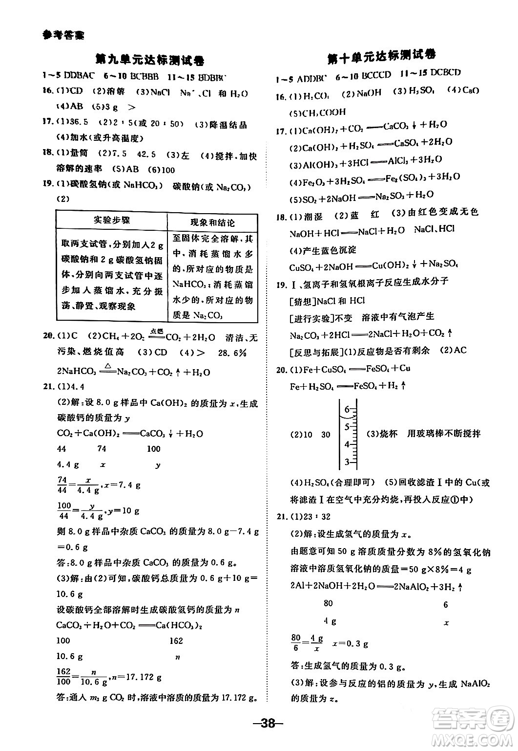 延邊大學出版社2024年春全程突破初中同步導學案九年級化學下冊人教版答案