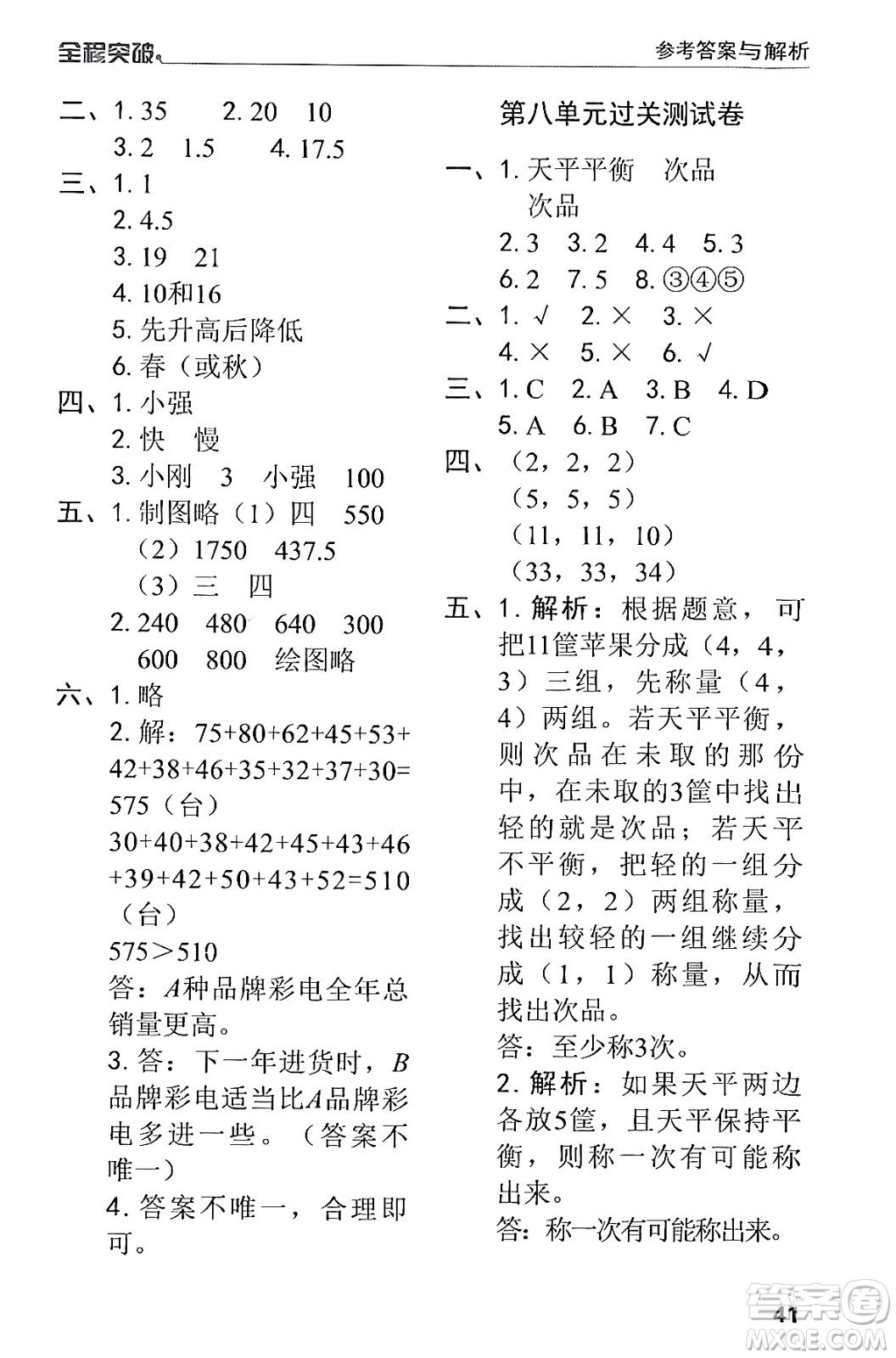 北方婦女兒童出版社2024年春全程突破五年級數(shù)學(xué)下冊人教版答案