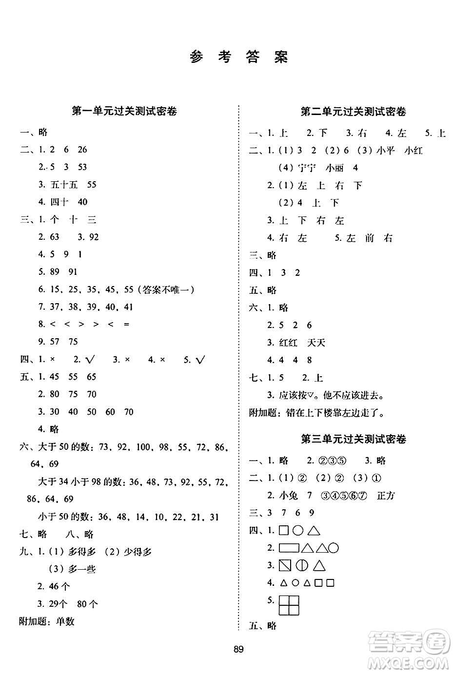 長春出版社2024年春期末沖刺100分完全試卷一年級數(shù)學(xué)下冊西師版答案