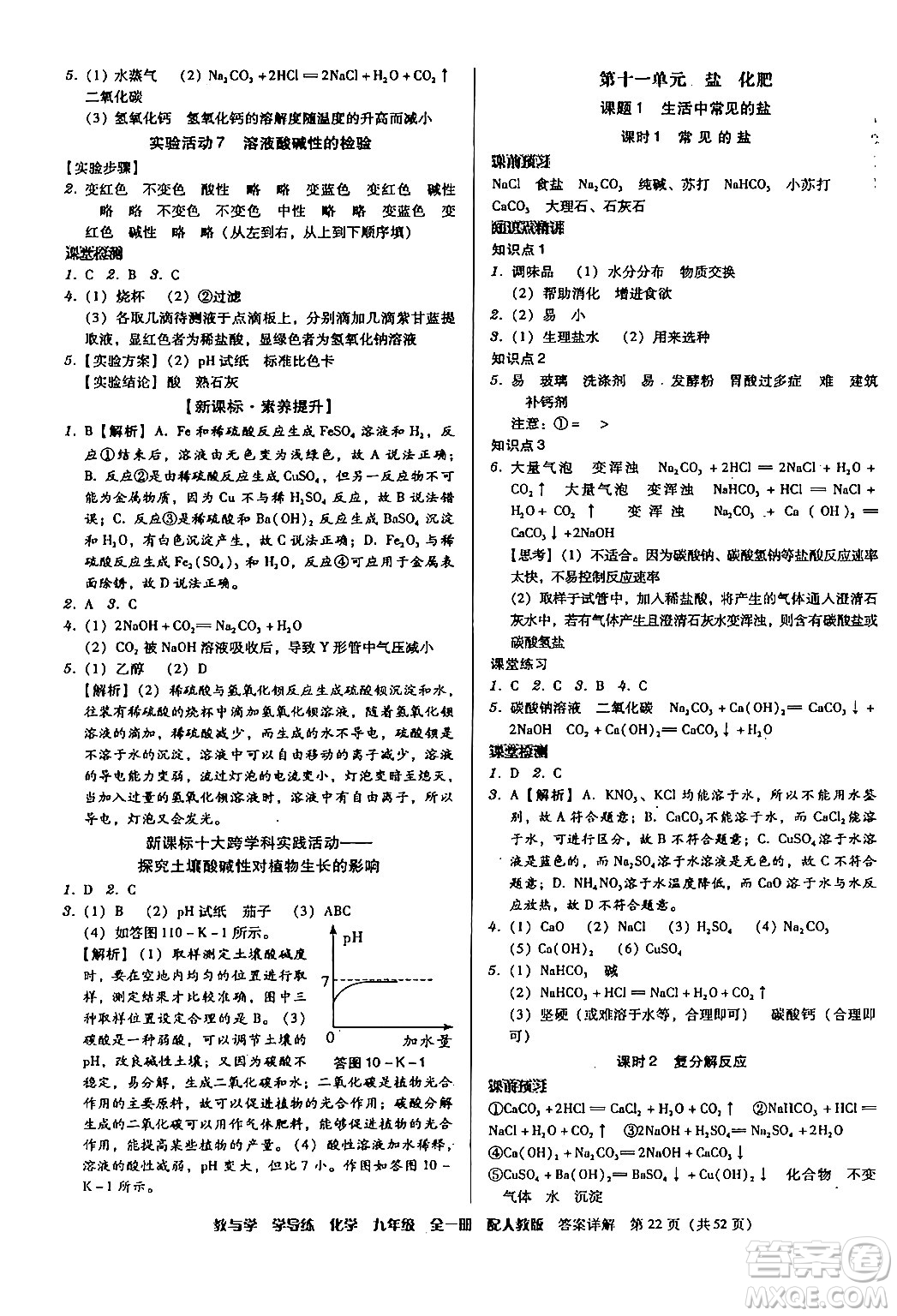 安徽人民出版社2024年春教與學學導練九年級化學下冊人教版答案