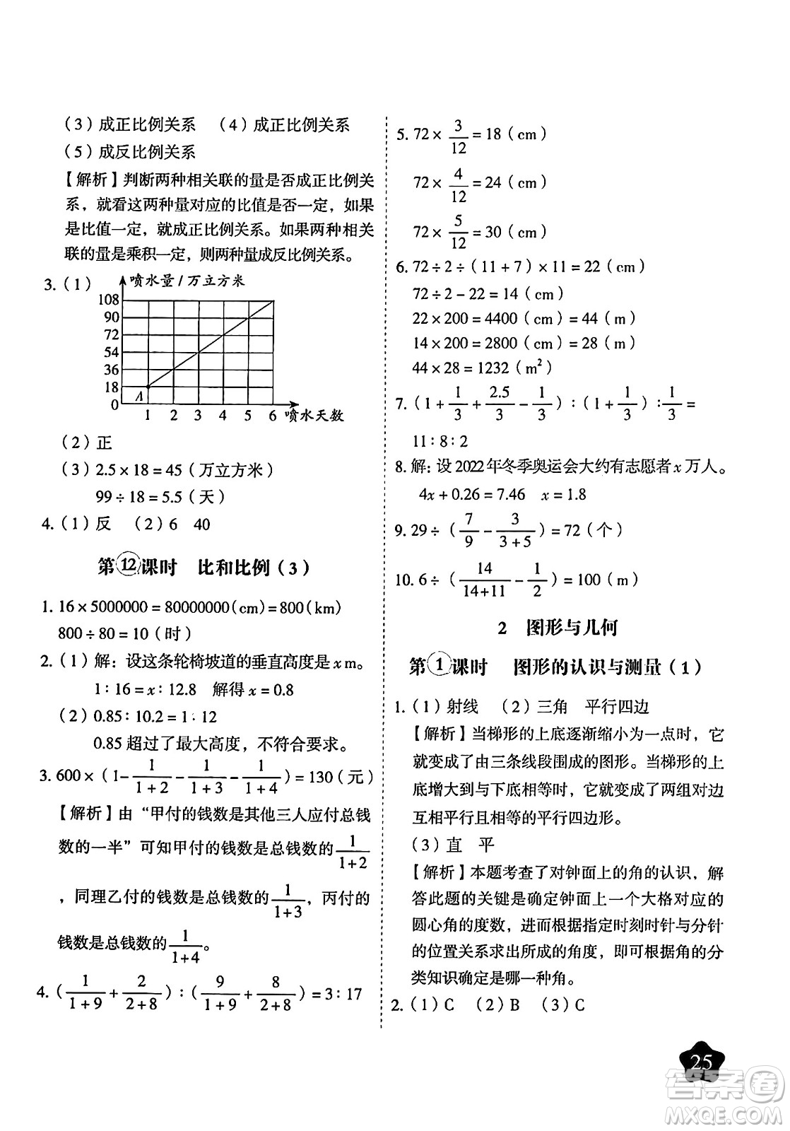 西安出版社2024年春黃岡隨堂練六年級(jí)數(shù)學(xué)下冊(cè)人教版答案