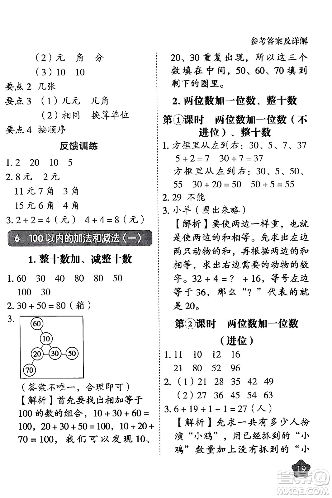 西安出版社2024年春黃岡隨堂練一年級(jí)數(shù)學(xué)下冊(cè)人教版答案