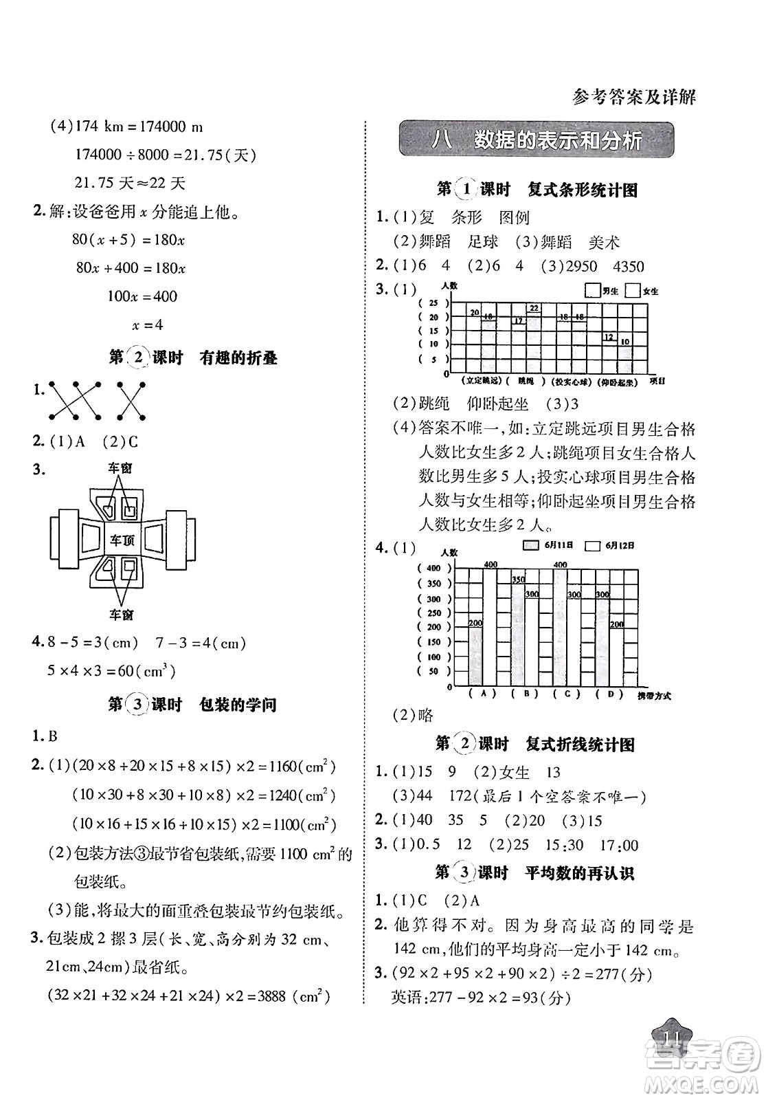 西安出版社2024年春黃岡隨堂練五年級數(shù)學(xué)下冊北師大版答案