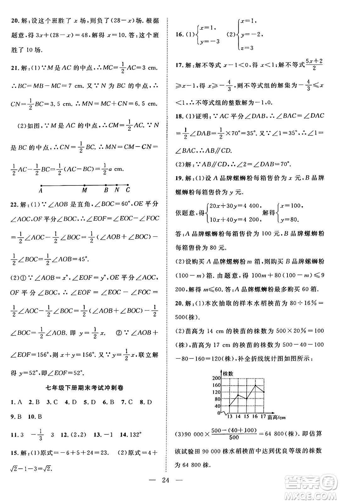 南方出版社2024年春新活力暑假總動(dòng)員七年級(jí)數(shù)學(xué)全一冊(cè)人教版答案