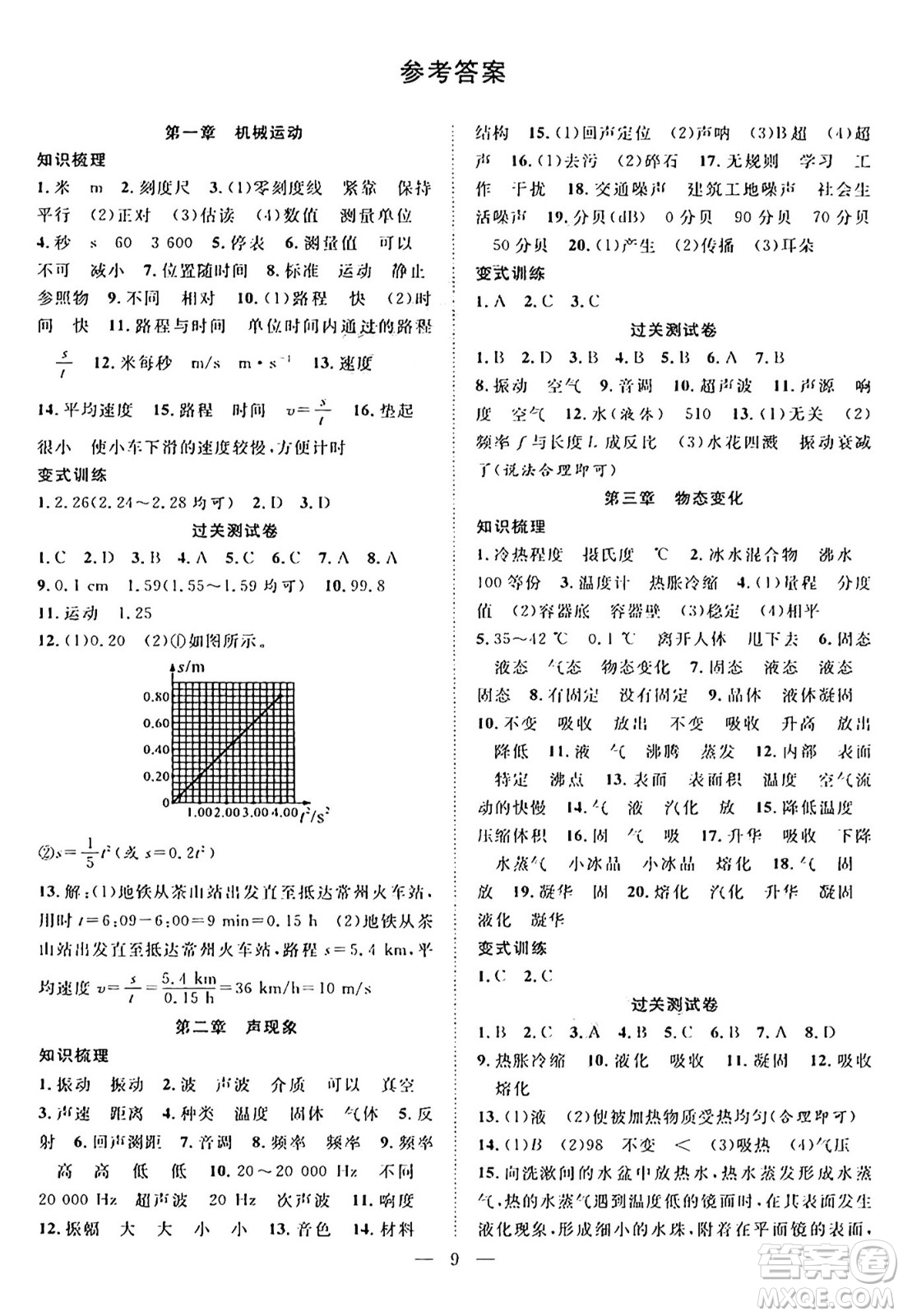 南方出版社2024年春新活力暑假總動(dòng)員八年級(jí)物理全一冊(cè)人教版答案