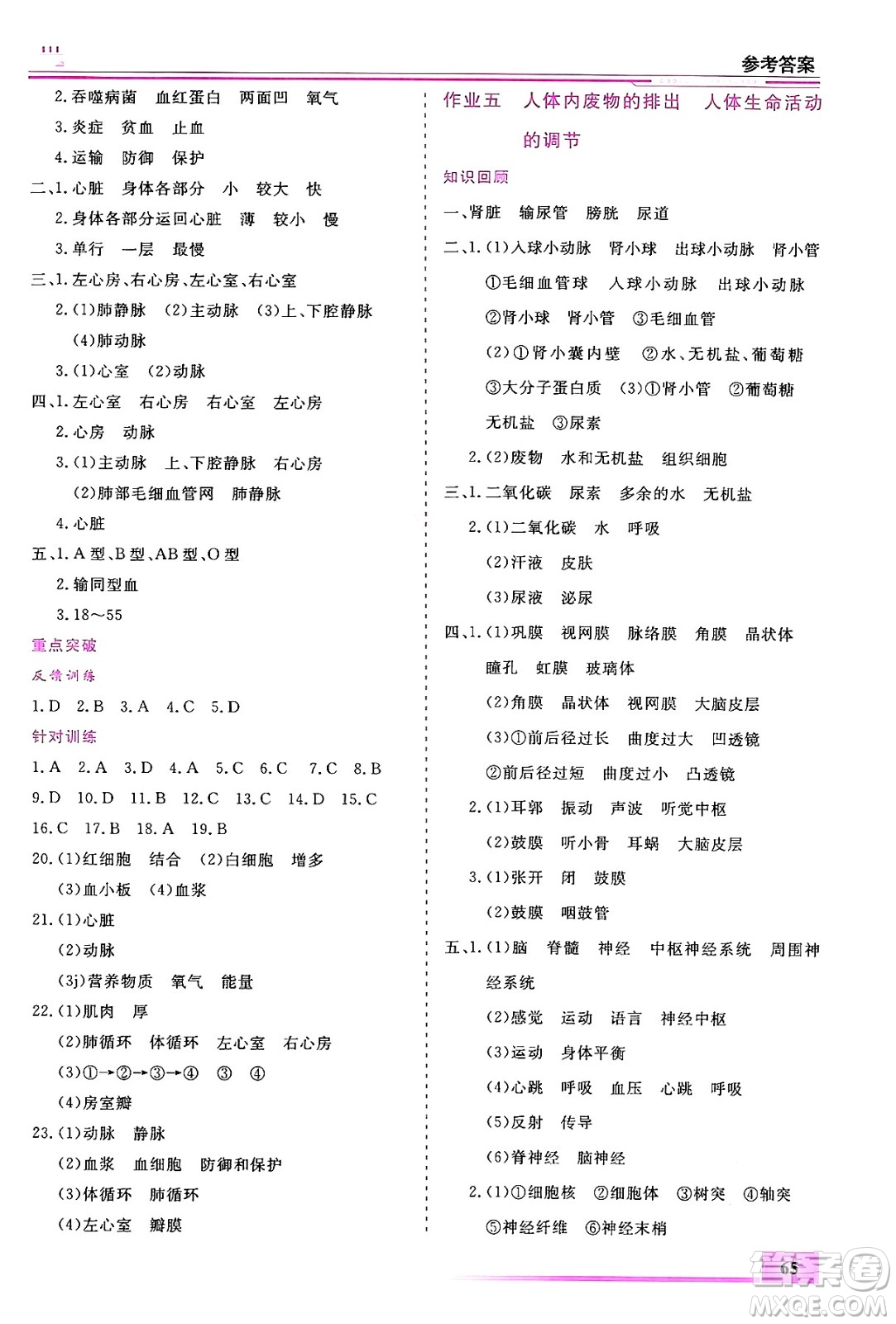 內(nèi)蒙古大學(xué)出版社2024年春文軒假期生活指導(dǎo)暑假作業(yè)七年級生物課標(biāo)版答案