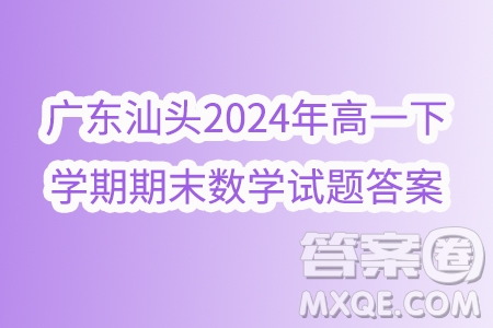 廣東汕頭2024年高一下學(xué)期期末數(shù)學(xué)試題答案