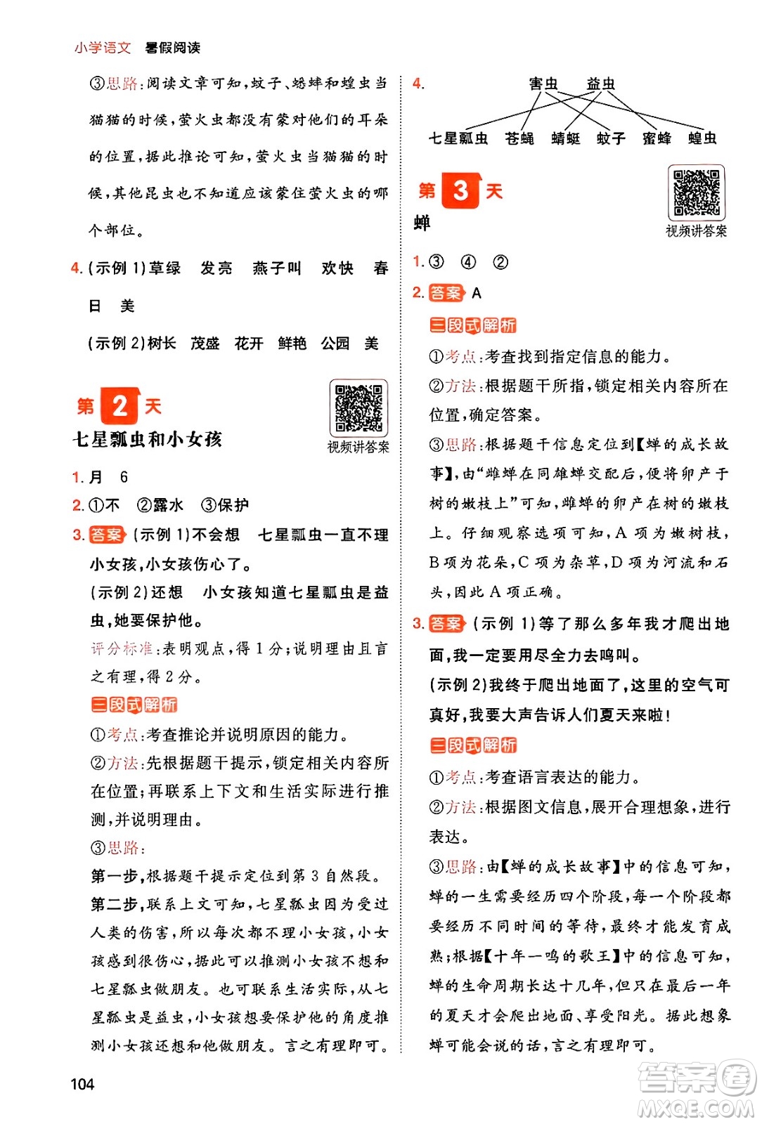 湖南教育出版社2024年一本暑假閱讀小學(xué)語(yǔ)文一升二年級(jí)語(yǔ)文人教版重慶專(zhuān)版答案